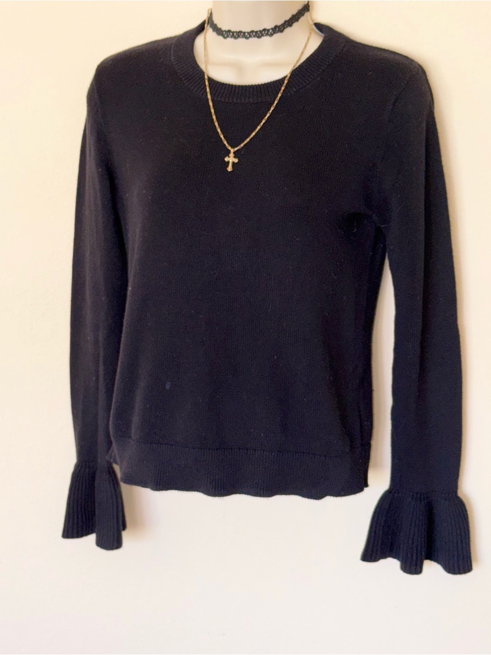 Jcrew Black Women's Ruffle Cuff Sweater